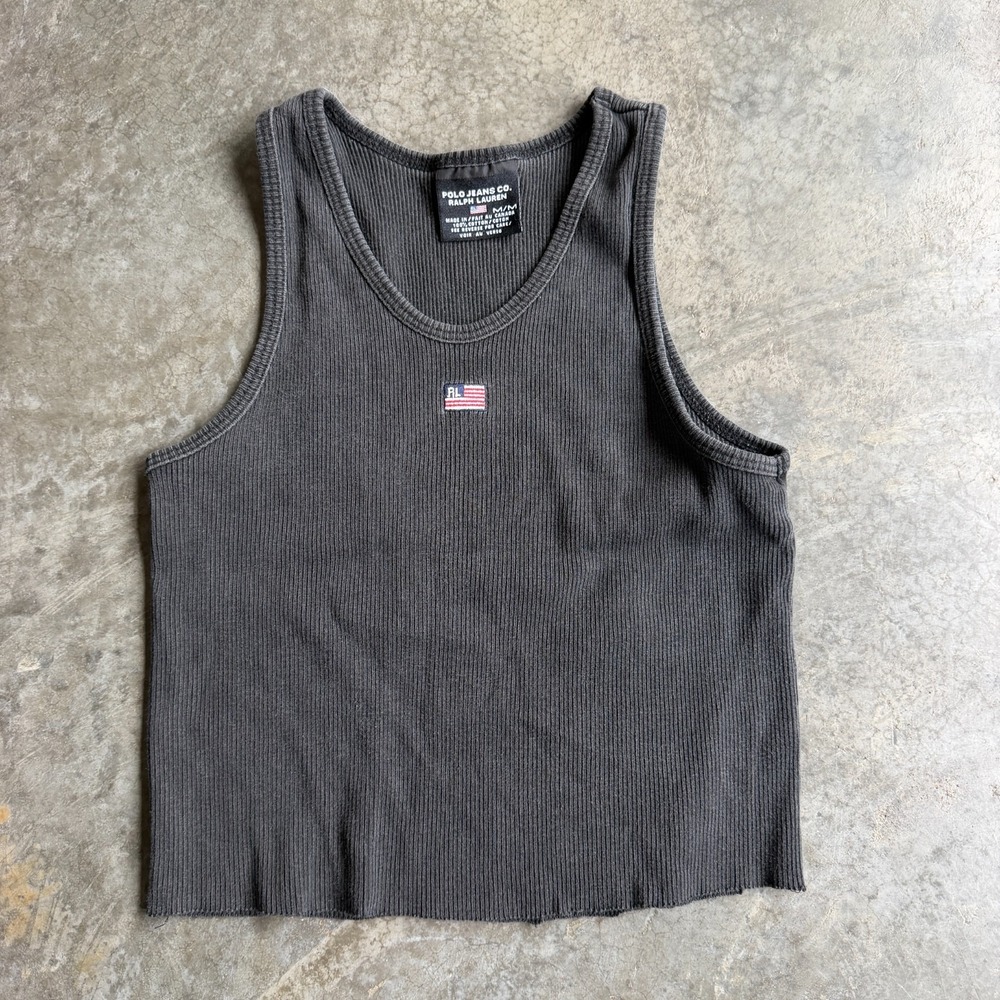 Vintage Polo Ralph Lauren Embroidered Ribbed Tank Top Womens Medium (13x16.5)